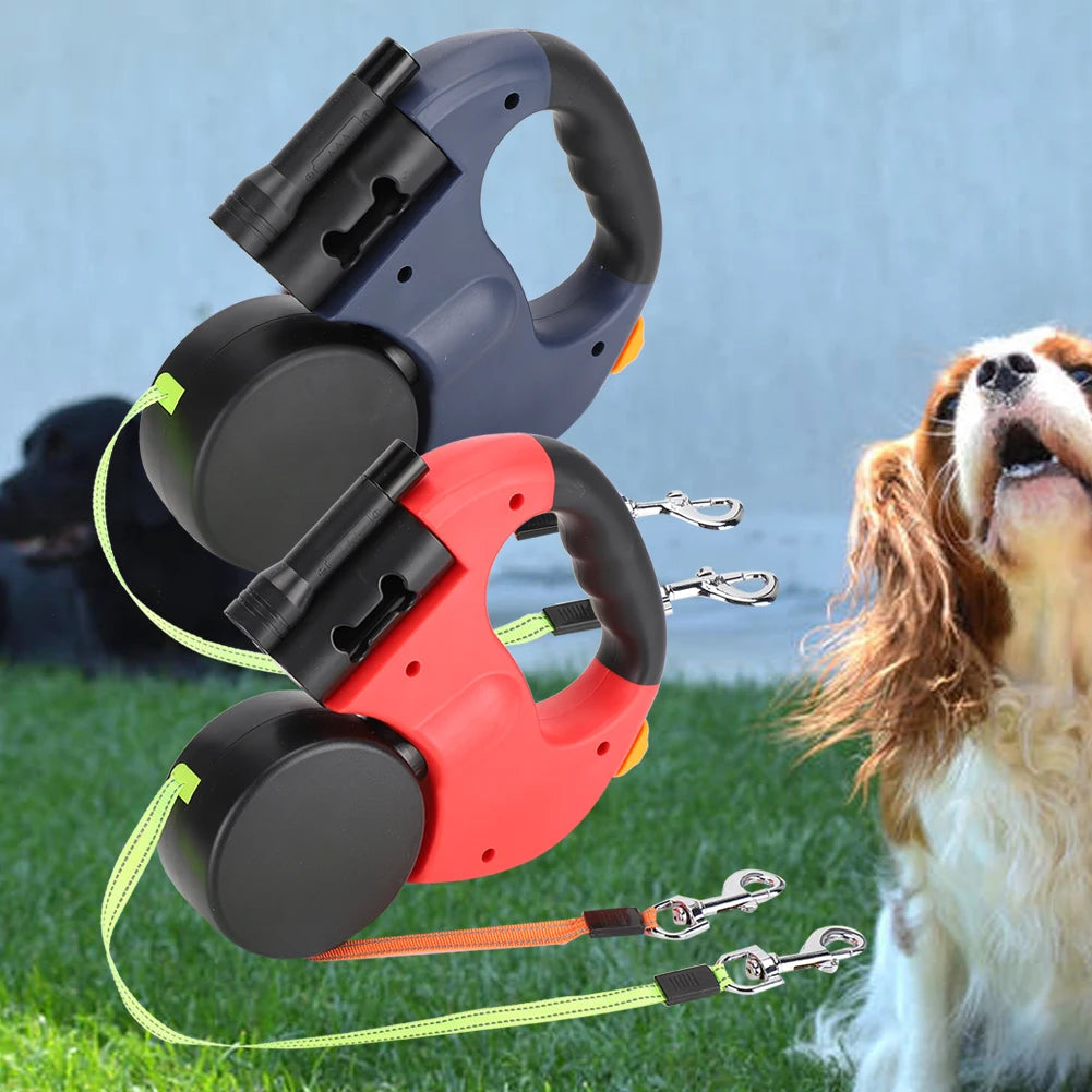 Ergonomisk design til gåture med kæledyr. Til at gå tur med 2 hunde på én gang.